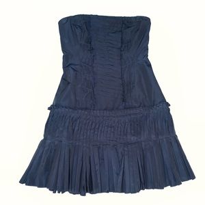 BCBG raw edge strapless cocktail dress